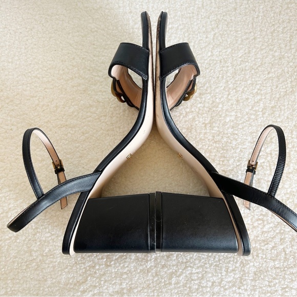 Gucci Marmont Black Leather Block Heel Sandals Size EU 37 - Picture 9 of 15